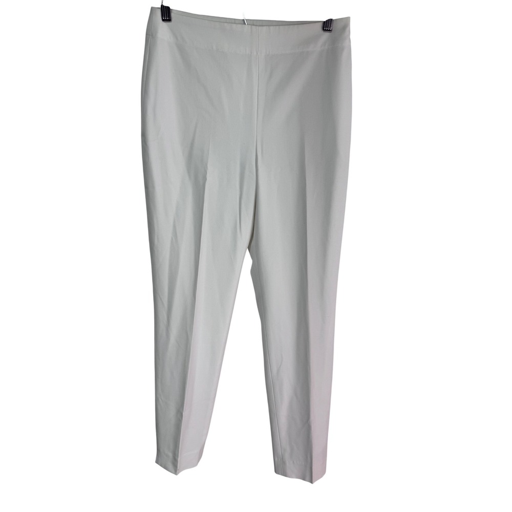 Talbots 2 White Trousers Lined Women's Side Zip Ankle Slim Leg Career Minimalist